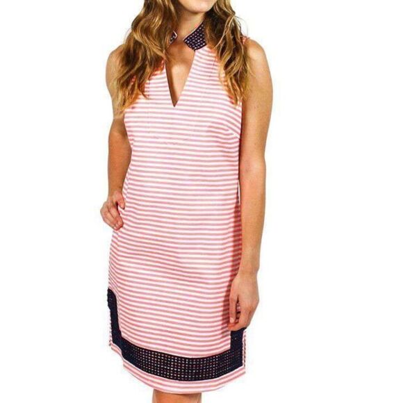 STS Sail to Sable Cotton Shift Dress in Pink and white Stripes size XS - Picture 1 of 9